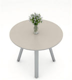 Modern Minimalist Beige Metal Leg Round Consultation Table