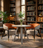 Modern Minimalist Beige Metal Leg Round Consultation Table