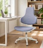 Blue-Grey Fabric Ergonomic Office Chair with Adjustable Height, Tilt, and Casters