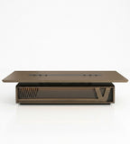 商務深啡色帶線盒會議枱 Business dark brown conference table