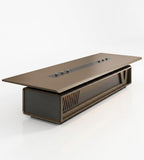 Business dark brown conference table with wire box