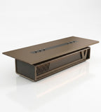 Business dark brown conference table with wire box