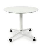簡約白色帶轆圓形升降枱 Minimalist White Round Adjustable Table