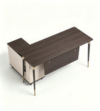 胡桃色L字型輕奢高級辦公桌 Walnut L-shaped luxury office desk