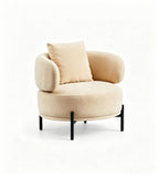 Modern Comfortable Beige Faux Leather Single Seater Sofa