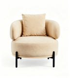 Modern Comfortable Beige Faux Leather Single Seater Sofa
