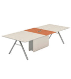 現代拼色卡其橙色長方形帶線盒會議枱 Modern Two-Tone Conference Table
