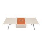 現代拼色卡其橙色長方形帶線盒會議枱 Modern Two-Tone Conference Table