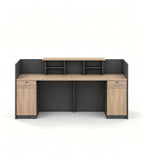 深木簡約接待台	Minimalist Dark Wood-Tone Reception Desk