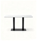 Modern White Sintered Stone Rectangular Dining Table with Steel Frame