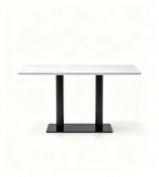 現代白色岩板鋼架長方形餐枱 Modern White Sintered Stone Dining Table