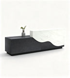 Curved Two-Tone Marble Reception Desk