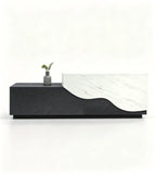 流線切面雙拼大理石前台 Curved Two-Tone Marble Reception Desk