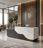 Curved Two-Tone Marble Reception Desk