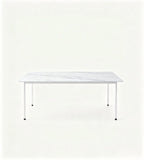 Light Luxury White Sintered Stone Rectangular Dining Table with Steel Frame
