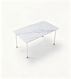 輕奢白色岩板鋼架長方形餐枱 White Sintered Stone Dining Table