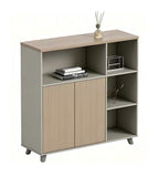 Modern Minimalist Light Wood and Grey 2-Door Storage Cabinet