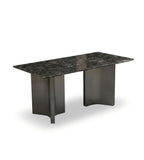 Luxury Black Natural Stone Rectangular Dining Table with Titanium Legs