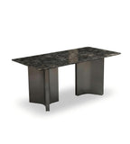 輕奢黑色天然石灰鈦腳長方形餐枱 Luxury Black Natural Stone Rectangular Dining Table