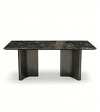 輕奢黑色天然石灰鈦腳長方形餐枱 Luxury Black Natural Stone Rectangular Dining Table