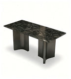 Luxury Black Natural Stone Rectangular Dining Table with Titanium Legs