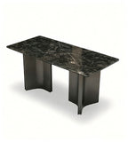 輕奢黑色天然石灰鈦腳長方形餐枱 Luxury Black Natural Stone Rectangular Dining Table