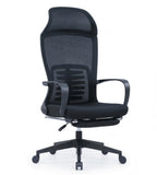 人體工學黑色網背帶腳托頭枕辦公椅 Ergonomic Black Mesh Office Chair with Footrest