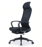 人體工學黑色網背帶腳托頭枕辦公椅 Ergonomic Black Mesh Office Chair with Footrest
