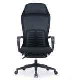 人體工學黑色網背帶腳托頭枕辦公椅 Ergonomic Black Mesh Office Chair with Footrest