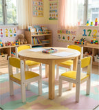 簡約原木色實木圓形幼稚園枱 Simple Solid Wood Round Kindergarten Table