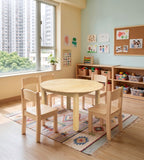簡約原木色實木圓形幼稚園枱 Simple Solid Wood Round Kindergarten Table