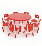 紅色可升降八人圓形幼稚園枱椅套裝 Adjustable Red Round Kindergarten Table Set