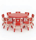 紅色可升降八人圓形幼稚園枱椅套裝 Adjustable Red Round Kindergarten Table Set
