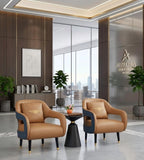 Light Luxury Black Solid Wood Round Coffee Table