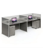現代灰色木紋帶屏風辦公枱 Modern Grey Wood Grain Office Desk