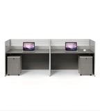 現代灰色木紋帶屏風辦公枱 Modern Grey Wood Grain Office Desk
