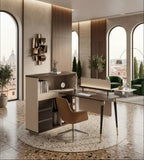 輕奢烤漆極簡收納辦公桌 Light luxury lacquered minimalist storage office desk