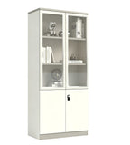簡約灰白色玻璃掩門高身辦公室書櫃 Grey White Glass Tall Office Bookcase