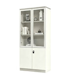 簡約灰白色玻璃掩門高身辦公室書櫃 Grey White Glass Tall Office Bookcase