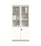 簡約灰白色玻璃掩門高身辦公室書櫃 Grey White Glass Tall Office Bookcase