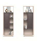 New Chinese Dark Wood and Beige Combined Filing Cabinet with Half-Covered Doors