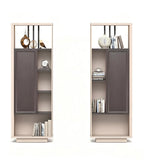 新中式深木色拼米色左右組合半掩門文件櫃 Modern Chinese Dark Wood and Beige Combined Filing Cabinet