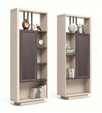 New Chinese Dark Wood and Beige Combined Filing Cabinet with Half-Covered Doors