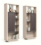 新中式深木色拼米色左右組合半掩門文件櫃 Modern Chinese Dark Wood and Beige Combined Filing Cabinet