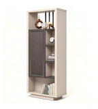 New Chinese Dark Wood and Beige Combined Filing Cabinet with Half-Covered Doors