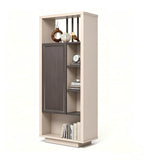 新中式深木色拼米色左右組合半掩門文件櫃 Modern Chinese Dark Wood and Beige Combined Filing Cabinet