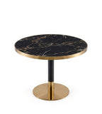 Black Sintered Stone Round Negotiation Table with Gold Stainless Steel Base