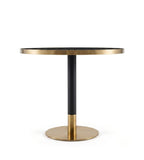 Black Sintered Stone Round Negotiation Table with Gold Stainless Steel Base