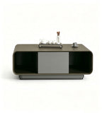 Modern Minimalist Grey Solid Wood Storage Coffee Table