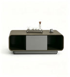 現代簡約灰色實木雙層儲物櫃桶茶几 Modern Minimalist Grey Solid Wood Storage Coffee Table